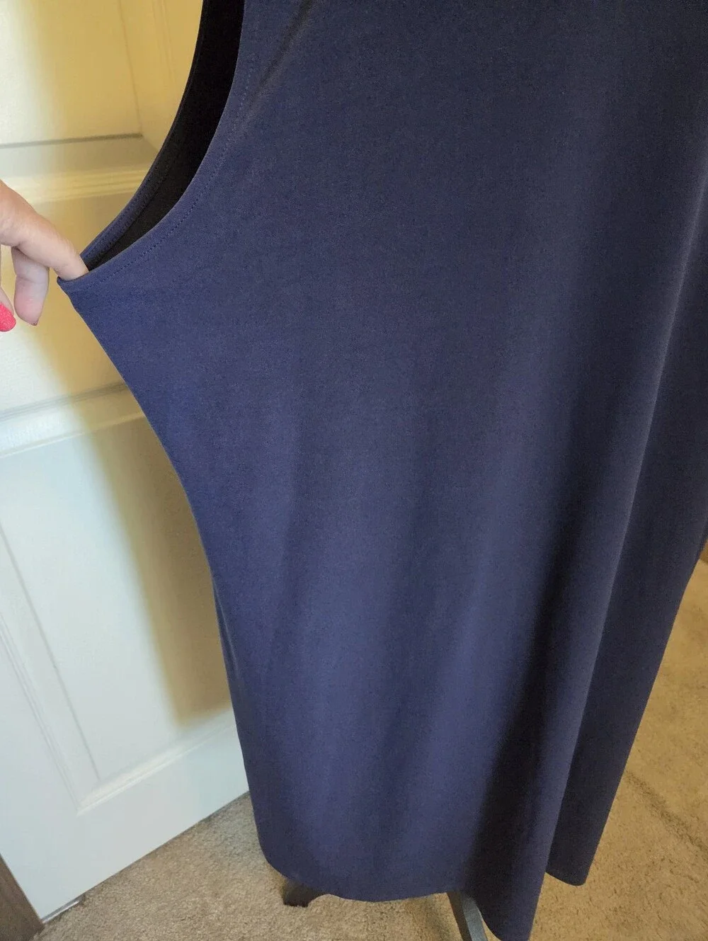 Michael Kors Navy Blue Sleeveless Shift Dress Gold Grommet Lace Up SIZE 3X